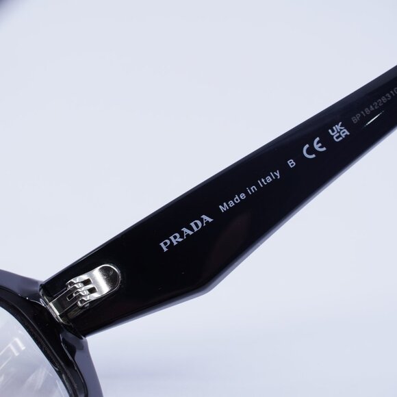 Prada PRB06SF 16K08N Sunglasses Black Rectangle Frame, Clear Lenses - Picture 7 of 10